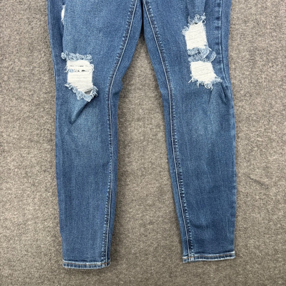 Old Navy Rockstar Super Skinny Mid Rise Distressed Jeans Medium Wash Womens 12 - Picture 8 of 11